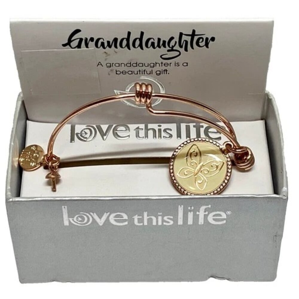 Love This Life Granddaughter Bangle Bracelet Rose Gold Tone Gift Box Brand‎ New